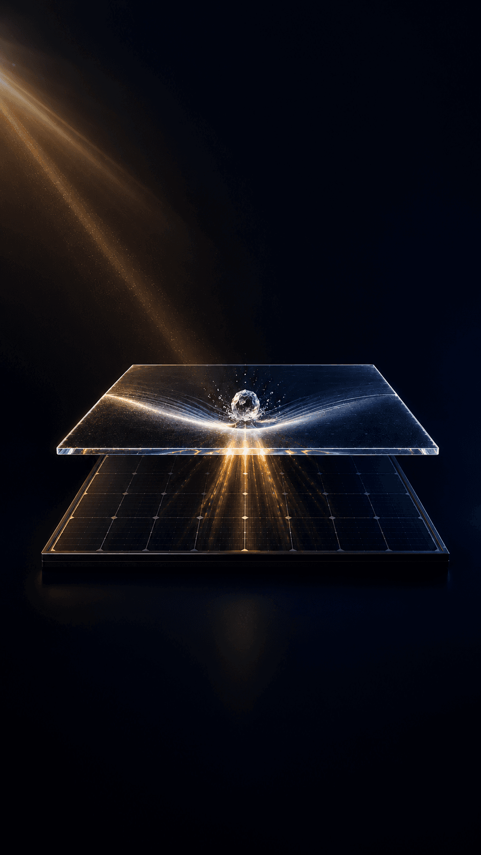 Transparent protective layer absorbing impact above a solar module
