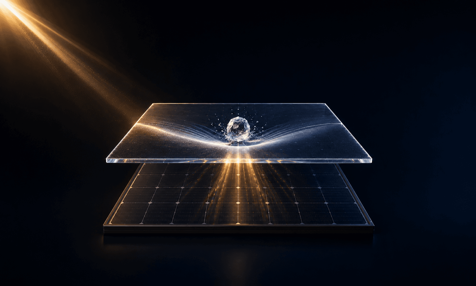 Transparent protective layer suspended above a solar module